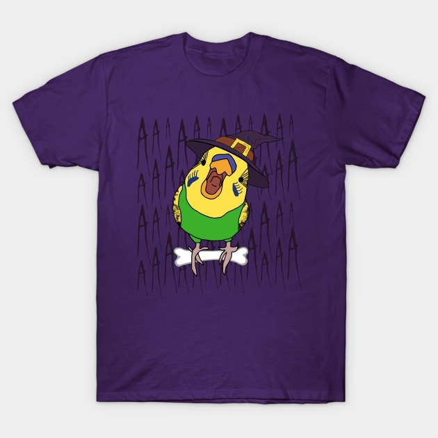 halloween screm - green budgie T-Shirt by FandomizedRose